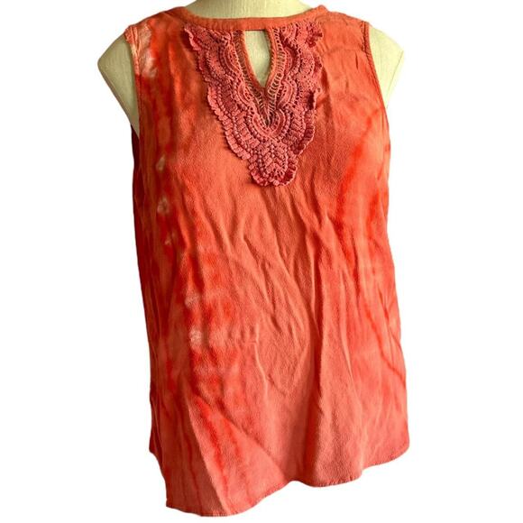 Crafty Cosmic Creation Tops - Womens Tank Top Side Medium Upcycled Orange Tie Dye Flowy Summer Hippie Fun